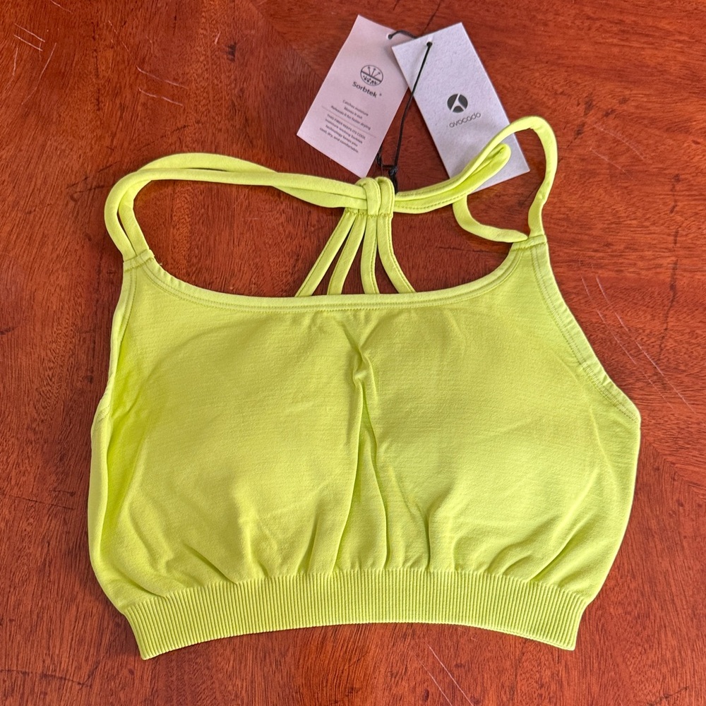 NWT Avocado Lime Green Strappy Sports Bra